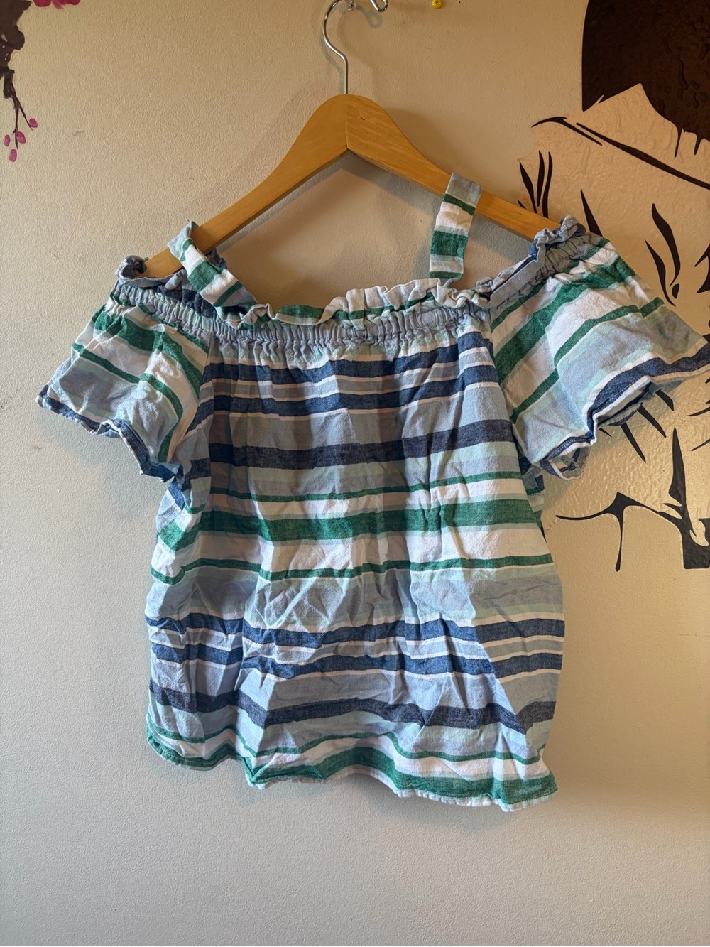 Striped Off-Shoulder Summer Top - Picture 2 of 9